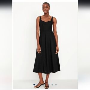 Old Navy Fit & Flare Linen Blend Midi Dress
